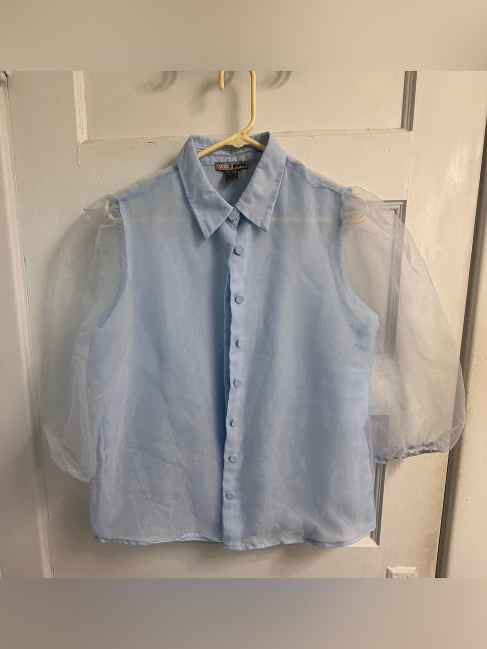 Love By Design Pale Blue Sheer Button-Down Shirt